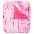 Dormify Leah Ruched Tie Dye Faux Fur Throw Blanket, Hot Pink