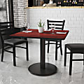 Flash Furniture Square Laminate Table Top With Round Table Height Base, 31-3/16”H x 36”W x 36”D, Mahogany 1 thumbnail image