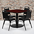 Flash Furniture Square Laminate Table Set With Round Base And 4 Trapezoidal Back Banquet Chairs, 30"H x 36"W x 36"D, Mahogany/Black 1 thumbnail image