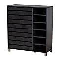 Baxton Studio Shirley 2-Door Shoe Storage Cabinet With Open Shelves, Dark Gray 1 thumbnail image