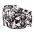 Office Star Cassie Fabric Swivel Accent Armchair, 29-1/2”H x 29-1/2”W x 32-3/4”D, Black Cow
