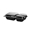 Solo Cup Creative Carryouts® BoxLine Dinner Hinged Containers, 3 Compartments, 2 Qt, Black/Clear, Pack Of 100 Containers