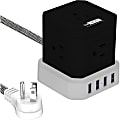 Uncaged Ergonomics PCB 5 AC-Outlet Cube Extension Cord With Surge Protector, 10’, Black