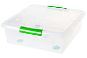 Iris® Stor N Slide Storage Boxes, 18 3/4" x 18" x 6 1/4", Clear/Green, Case Of 6
