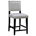 Linon Walton Faux Leather Counter Stool, Dove Gray/Black