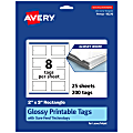 Avery® Printable Tags With Sure Feed® Technology, 95270-GWT25, Rectangle, 2" x 3", Glossy White, Pack Of 200 1 thumbnail image