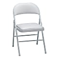 Meco Padded Steel Folding Chairs, 29 1/2"H x 18 1/2"W x 19 3/4"D, White Frame, White Vinyl, Pack Of 4