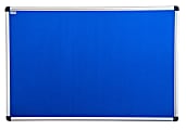 Viztex Fabric Bulletin Board, Felt, 24" x 18", Blue, Aluminum Frame