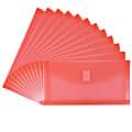 JAM Paper® #10 Plastic Envelopes, Hook and Loop Closure, Red, Pack Of 12