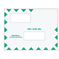 ComplyRight® First Class Double Window Tax Mailer Envelope, Offset Windows, Confidential, Landscape Format, White/Green, Self-Seal, 10" x 13", Pack of 50