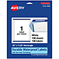 Avery® Waterproof Permanent Labels With Sure Feed®, 94264-WMF100, Rectangle, 10" x 7-1/2", White, Pack Of 100