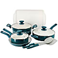 Spice By Tia Mowry 10-Piece Aluminum Ceramic Nonstick Cookware Set, Teal