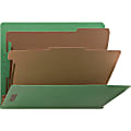 Nature Saver Letter  Classification Folder - 8 1/2" x 11" - End Tab Location - 2 Divider(s) - Green - - 10 / Box