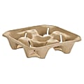 Chinet StrongHolder 4-Cup Tray, 1 3/4"H x 8 1/2"W x 8 1/2"D, Beige