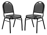 National Public Seating Dome-Back Padded Vinyl Seat, Stacking Banquet Chair, 16" Seat Width, Black Seat/Black Frame, Quantity: 2 1 thumbnail image