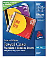 Avery® Jewel Case Standard & Slimline Inserts, 8693, Rectangle, 8-1/2" x 11", White, Pack Of 20