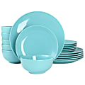 Elama Luna Porcelain Dinnerware Set, Blue, Set Of 18 Pieces