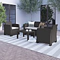Flash Furniture 4-Piece Outdoor Faux-Rattan Chair, Loveseat And Table Set, Dark Gray 1 thumbnail image