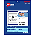 Avery® Permanent Labels With Sure Feed®, 94225-CMF25, Rectangle, 1" x 7", Matte Clear, Pack Of 200
