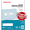 Office Depot® Brand Address Labels For Inkjet/Laser Printers, Rectangle, 505-O004-0017, 1" x 4", White, Box Of 2,000