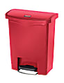Rubbermaid® Slim Jim Rectangular Plastic Wastebasket, Step-On, 8 Gallons, Red