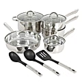 Oster Sangerfield 12-Piece Stainless Steel Cookware Set, Silver