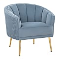 LumiSource Tania Accent Chair, Pleated Waves, Light Blue/Gold 1 thumbnail image