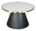 Zuo Modern Nuclear Marble And Steel Round Coffee Table, 18-1/8”H x 29-1/2”W x 29-1/2”D, White/Gold/Black