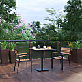 Flash Furniture Lark Indoor/Outdoor 3-Piece Patio Dining Table Set With 2 Club Chairs, Teak