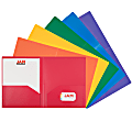 JAM Paper® Heavy-Duty Plastic Presentation Folders, 9-1/2" x 11-1/2", Assorted Fashion, Pack Of 6 Folders
