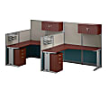 Bush Business Furniture Office in an Hour 2 Person L Shaped Cubicle Workstations, Hansen Cherry, Standard Delivery