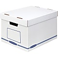 Bankers Box Organizers Storage Boxes - External Dimensions: 12.8" Width x 16.5" Depth x 10.5" Height - Medium Duty - Single/Double Wall - Stackable - White, Blue - For Storage - Recycled - 12 / Carton