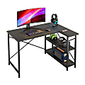 Bestier L-Shaped Corner Desk With Storage Shelf, 48"W, Black Carbon Fiber 1 thumbnail image