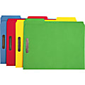 Business Source Fastener File Folders, 1/3" Tab Cut, Assorted Tab Position, Letter Size, Assorted Colors, Box Of 50