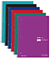 Office Depot® Wirebound Notebooks, 8" x 10-1/2", 3 Subjects, Wide Ruled, 120 Sheets, Assorted Colors, Pack Of 6 Notebooks