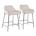 LumiSource Daniella Counter Stools, Chrome/Cream, Set Of 2 Stools, B24DNLA2CHRMCR2 1 thumbnail image