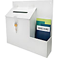 Deflecto® Suggestion Storage Box With Lock, 13" x 13 13/16" x 3 5/8", White