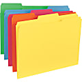 Business Source 1/3 Tab Cut Letter Classification Folders - 8 1/2" x 11" - Assorted Tab Position - Stock - Blue, Green, Red, Orange, Yellow - 100 / Box