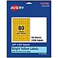 Avery® Print-To-The-Edge Labels With Sure Feed® Technology And Easy Peel®, 94102-BYP40, Square, 3/4" x 3/4", Matte Bright Yellow, Pack of 3200 1 thumbnail image
