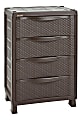 Inval 32"H 4-Drawer Rattan Storage Cabinet, Brown