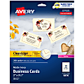 Avery® Clean Edge® Printable Business Cards With Sure Feed® Technology For Laser Printers, 2" x 3.5", Ivory, 200 Blank Cards