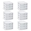 Inval 3-Drawer Desk Organizers, 6-3/10"H x 6.9"W x 8.11"D, White/Clear, Pack Of 6 