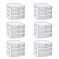Inval 3-Drawer Desk Organizers, 6-3/10"H x 6.9"W x 8.11"D, White/Clear, Pack Of 6  1 thumbnail image