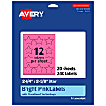 Avery® Print-To-The-Edge Labels With Sure Feed® Technology, 94611-BPP20, Star, 2-1/4" x 2-3/8", Matte Bright Pink, Pack of 240 1 thumbnail image