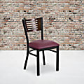 Flash Furniture Decorative Slat Back Restaurant Chair, Walnut/Burgundy/Black