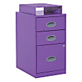 Office Star™ 18"D Vertical 3-Drawer Locking File Cabinet With Top Shelf, Purple