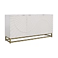 Coast to Coast Modern Wood Storage Credenza With Metal Base, 34”H x 68”W x 18”D, Fallow White/Gold