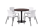 KFI Studios Midtown Pedestal Round Standard H Table Set, Studio Teak Top/Black Base/Light Gray Chairs - 840031940018 1 thumbnail image