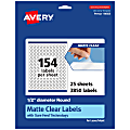 Avery® Permanent Labels With Sure Feed®, 94503-CMF25, Round, 1/2", Matte Clear, Pack Of 3,850 1 thumbnail image