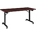 Lorell® Mobile Folding Training Table, 29-1/2"H x 63"W x 29-1/2"D, Black/Brown